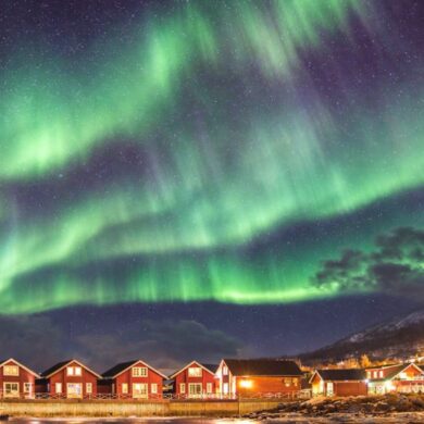 Northern lights dream under the Lyngen Alps